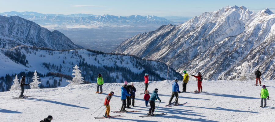 On top of a snow-covered mountain, in Big Cottonwood Canyon, Salt Lake City, UT