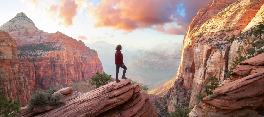 Hiking in the awe-inspiring Zions National Park, Southwest UT